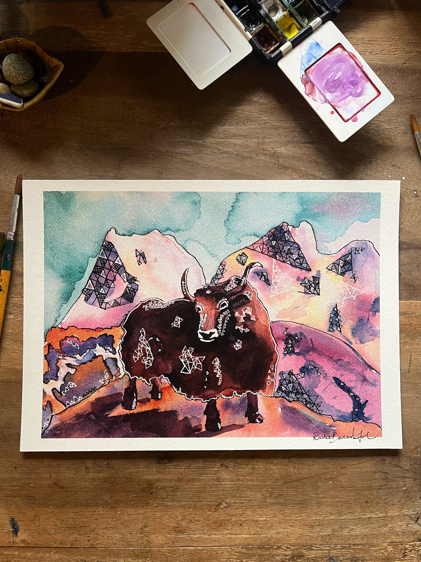 Yak!- Watercolor and ink archival print- Animal illustration- Giclee print