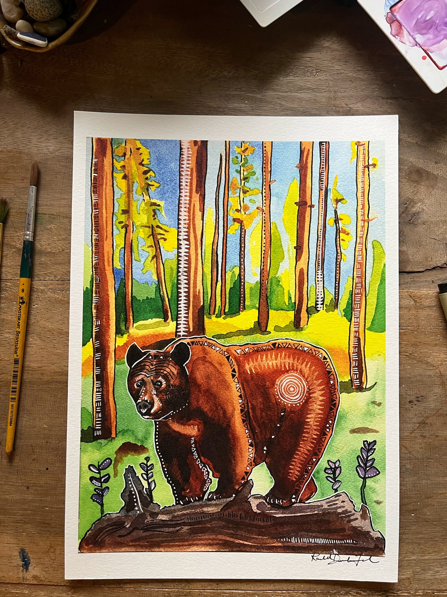 Brown Bear Watercolor Painting- Animal Illustration- Archival Giclee Print