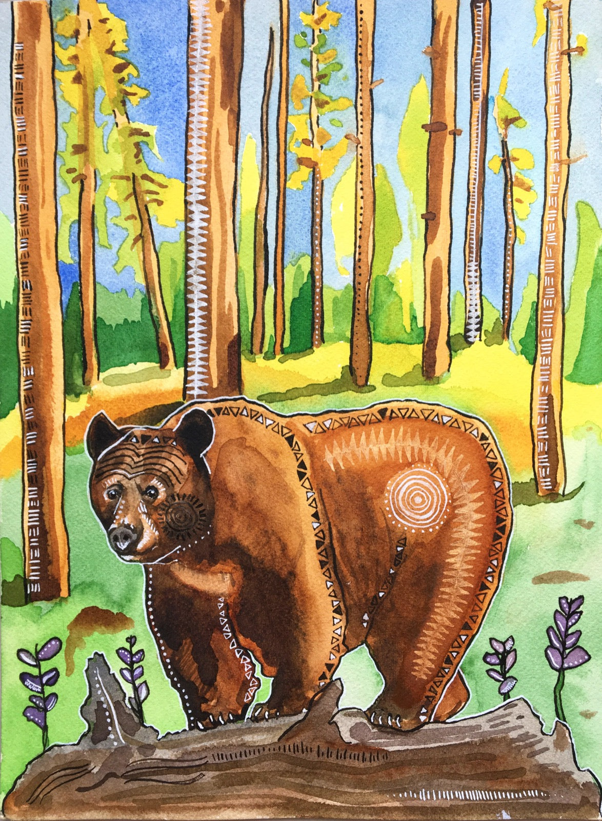 Brown Bear Watercolor Painting- Animal Illustration- Archival Giclee Print