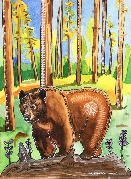 Brown Bear Watercolor Painting- Animal Illustration- Archival Giclee Print