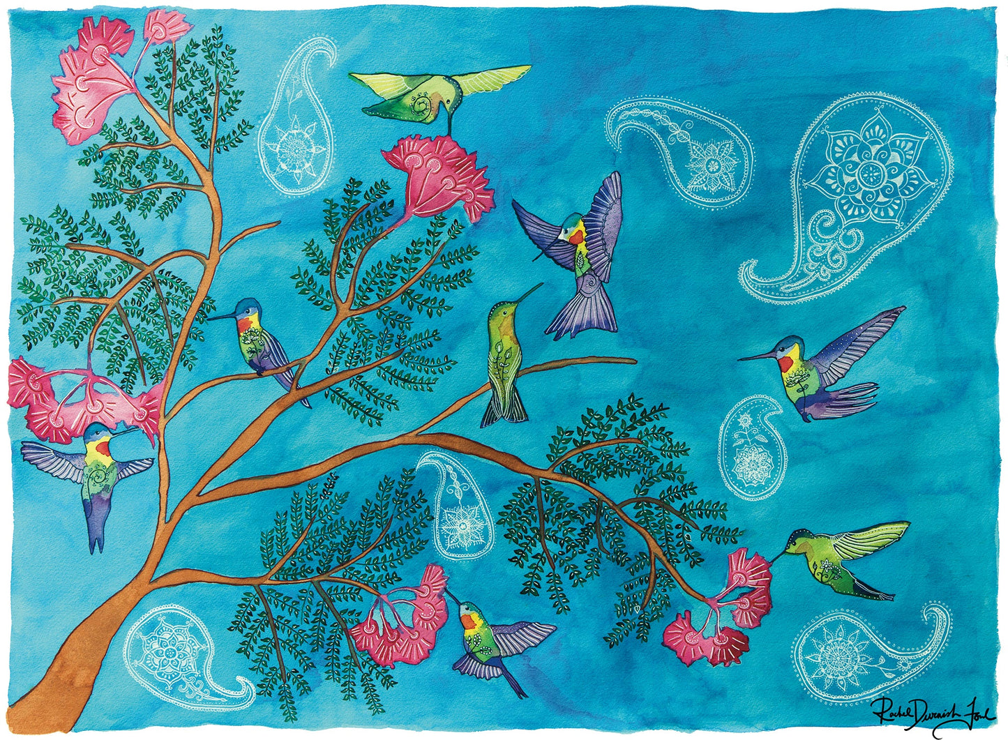 Hummingbirds: Watercolor Archival Print- Bird Illustration- Giclée Print