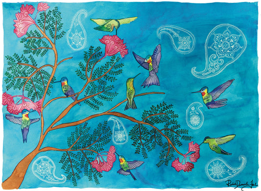 Hummingbirds: Watercolor Archival Print- Bird Illustration- Giclée Print