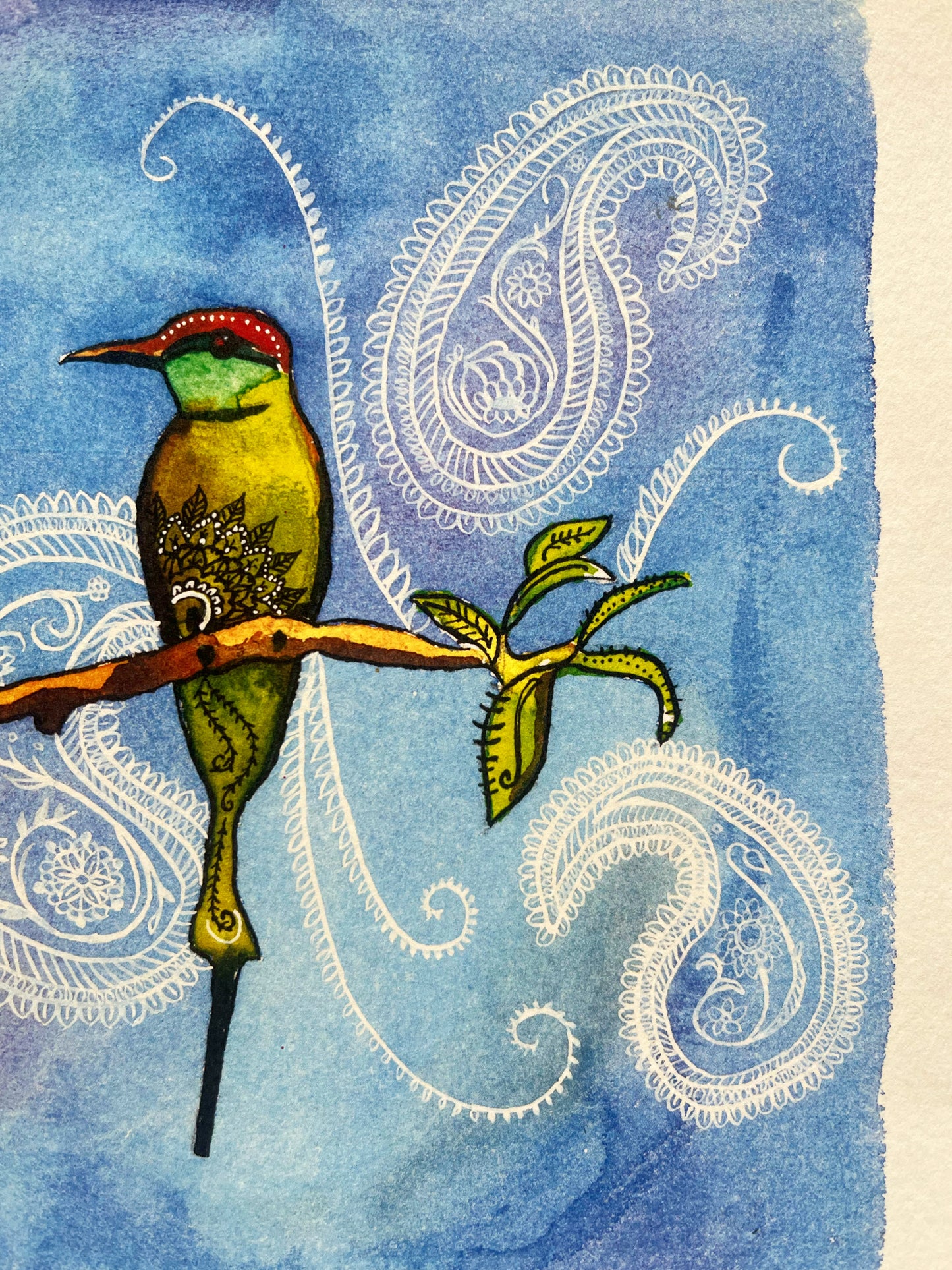 The Bee-eaters: Watercolor and Ink Archival Print- Bird Illustration- Giclee Print