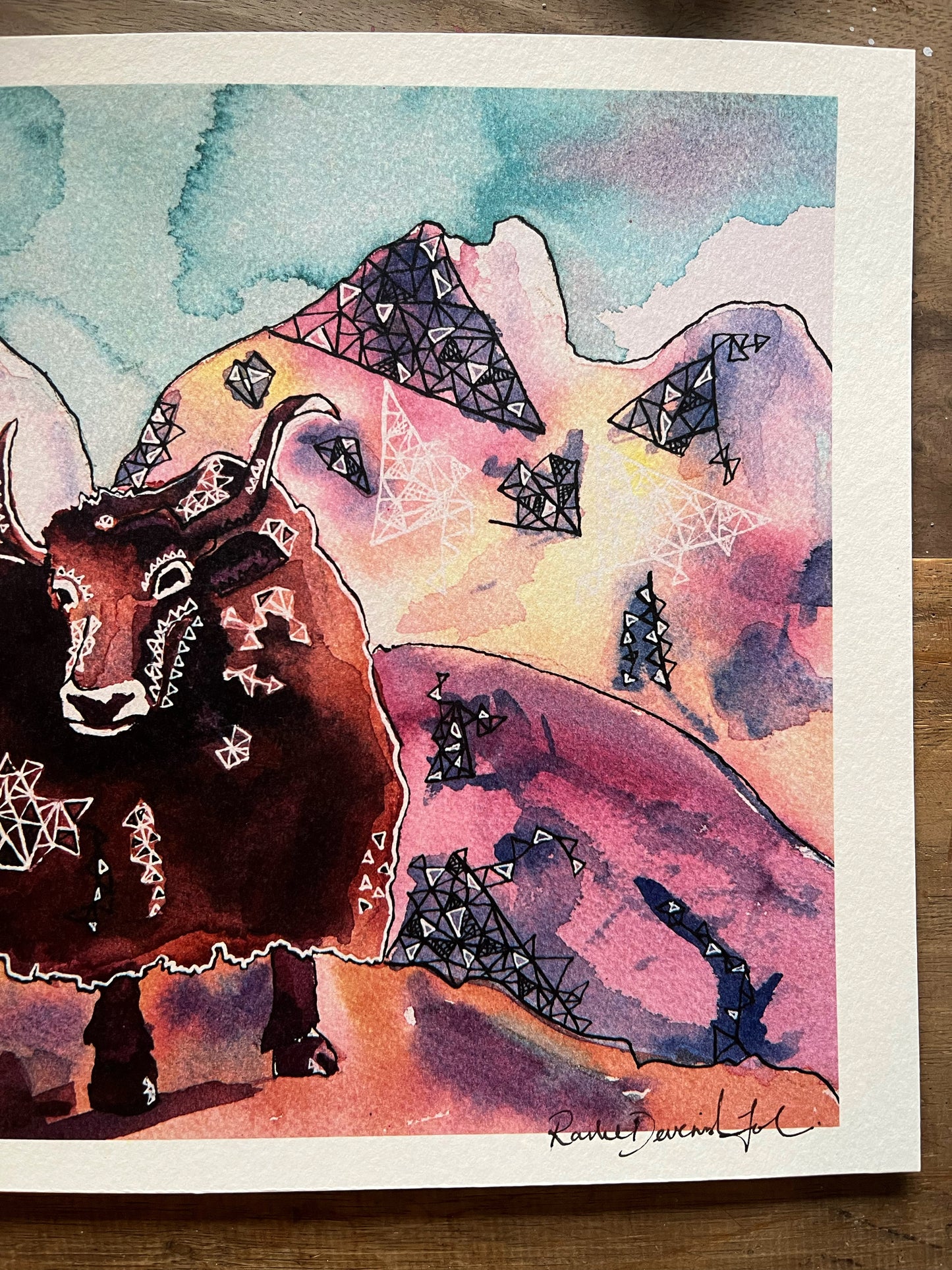 Yak!- Watercolor and ink archival print- Animal illustration- Giclee print
