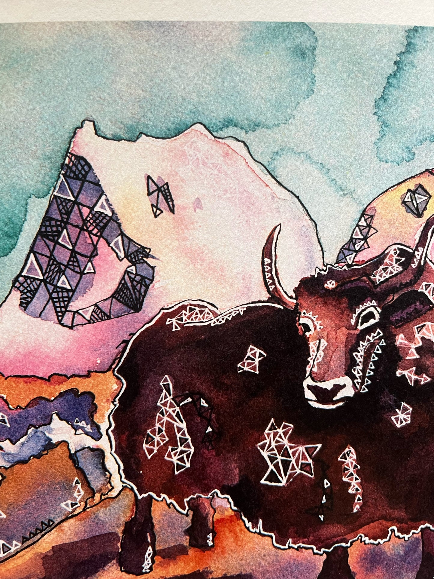 Yak!- Watercolor and ink archival print- Animal illustration- Giclee print