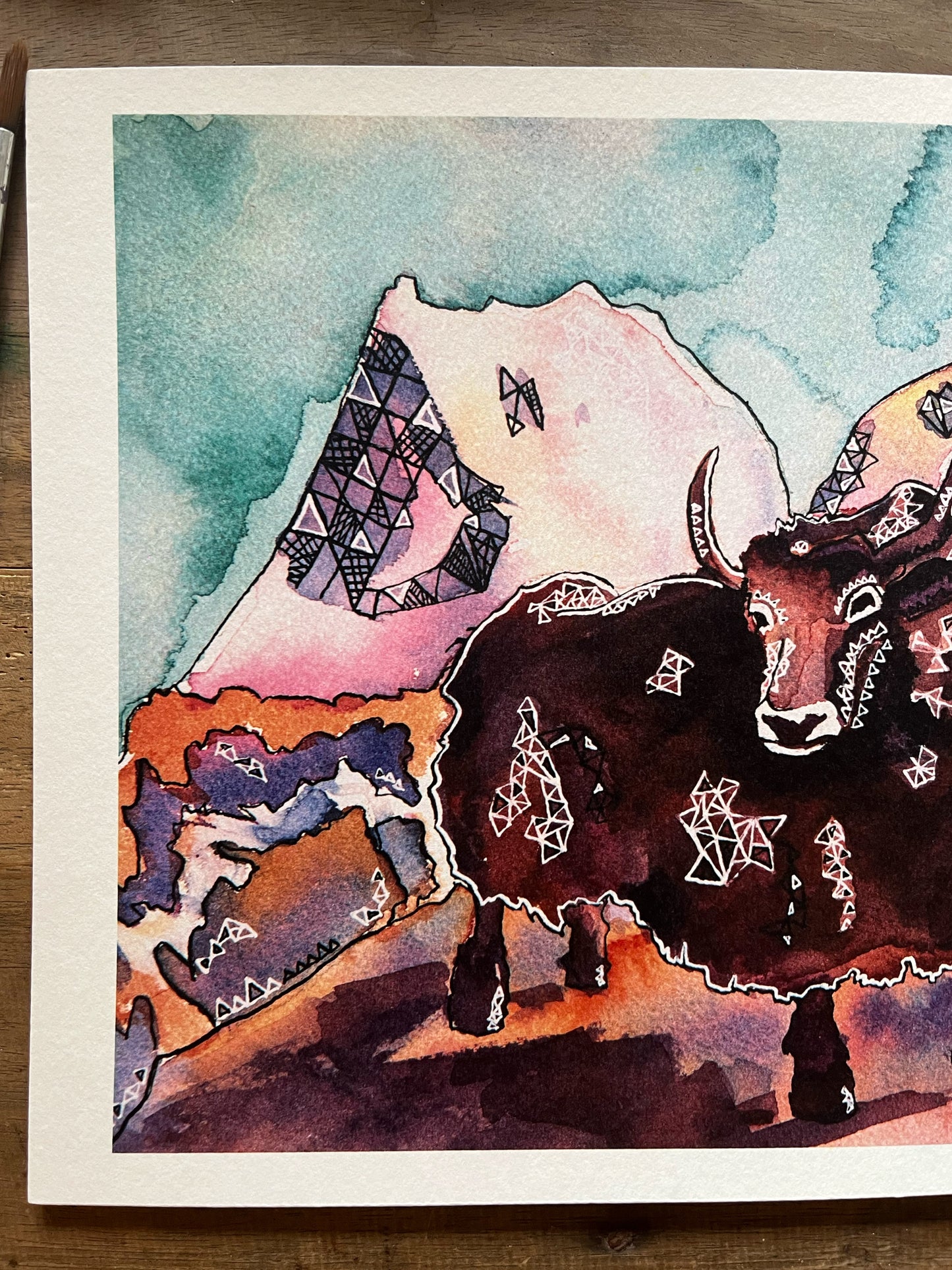 Yak!- Watercolor and ink archival print- Animal illustration- Giclee print