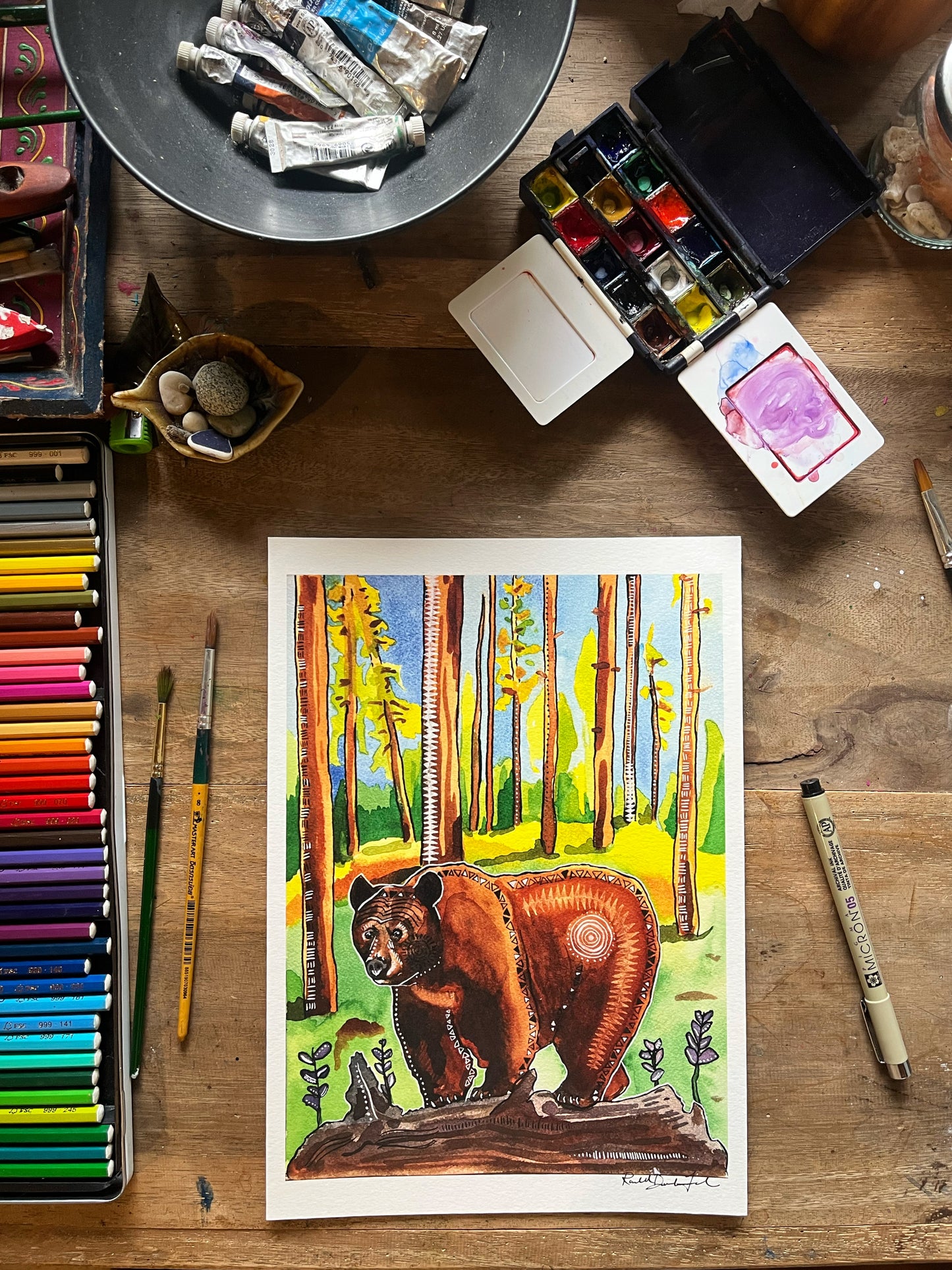 Brown Bear Watercolor Painting- Animal Illustration- Archival Giclee Print