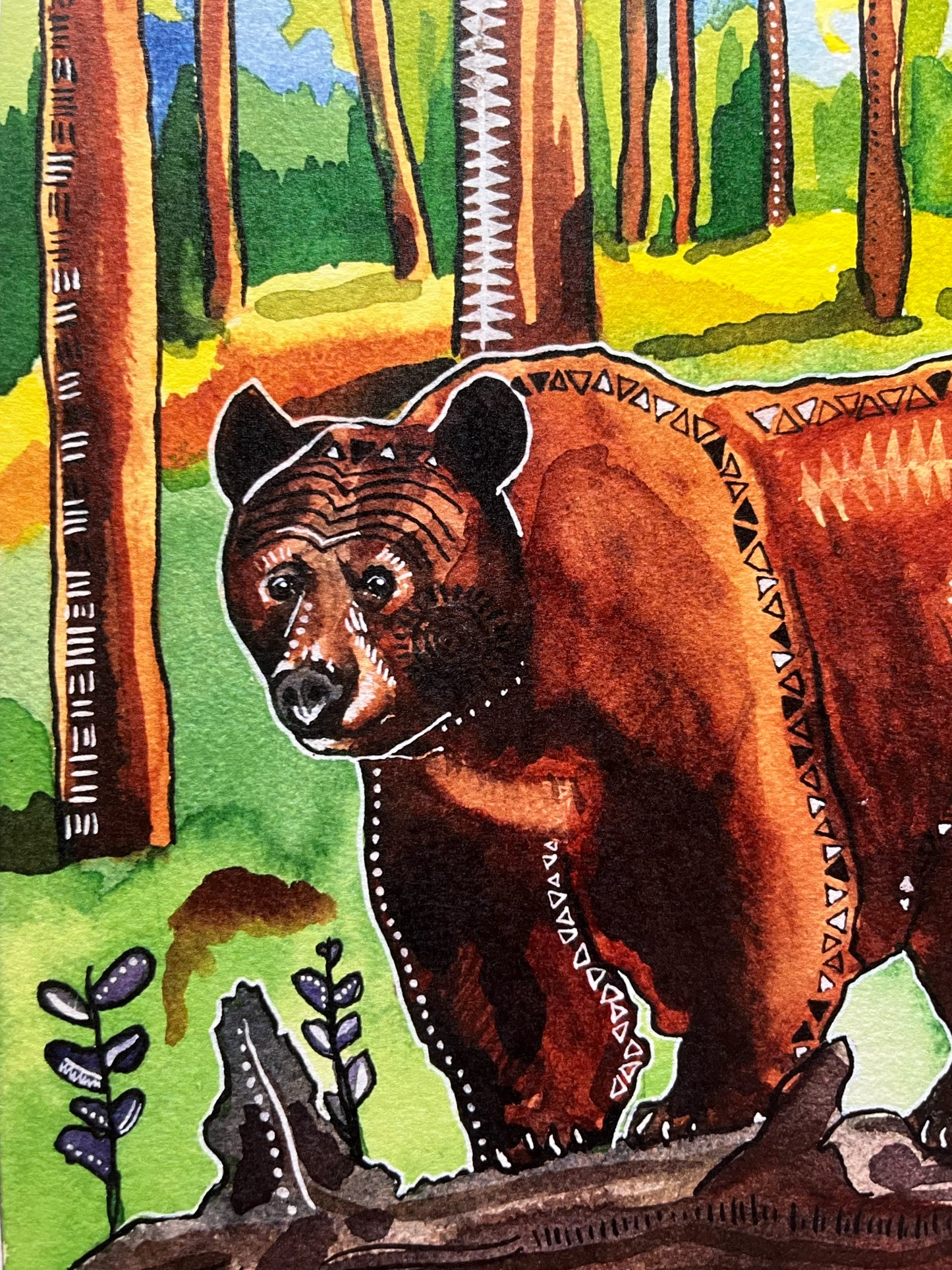 Brown Bear Watercolor Painting- Animal Illustration- Archival Giclee Print