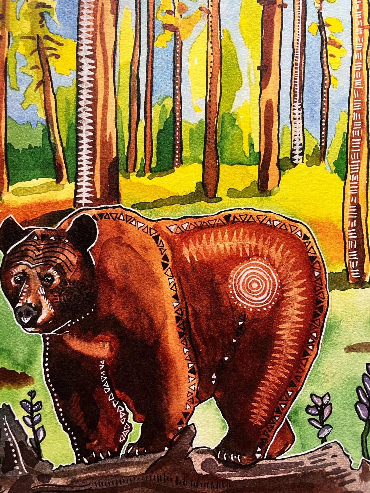 Brown Bear Watercolor Painting- Animal Illustration- Archival Giclee Print
