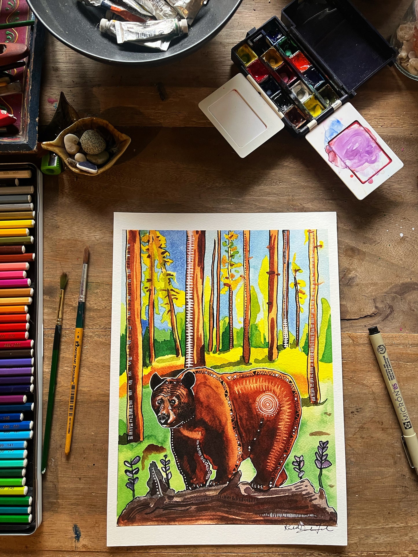 Brown Bear Watercolor Painting- Animal Illustration- Archival Giclee Print