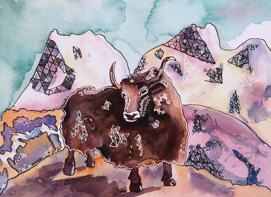 Yak!- Watercolor and ink archival print- Animal illustration- Giclee print